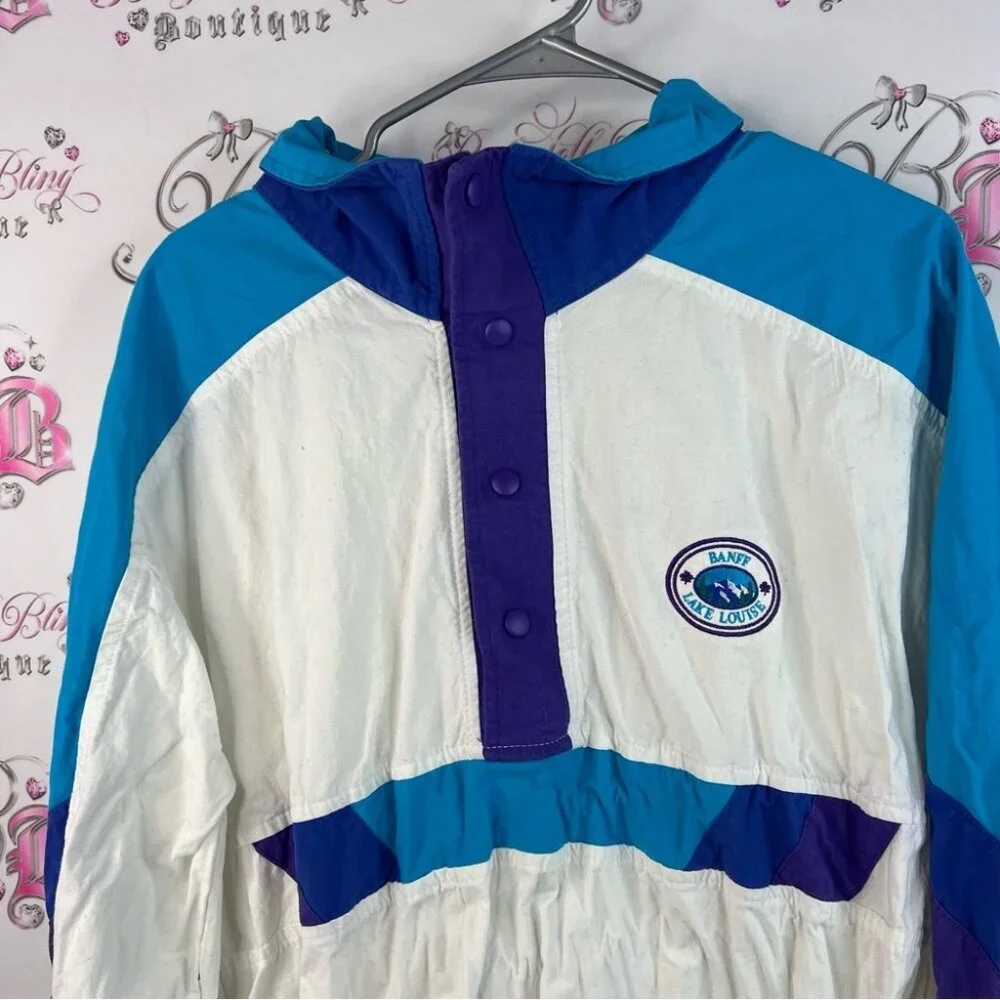 Jacket Banff lake Louis vintage retro long sleeve  Colorblock Windbreaker Jacket